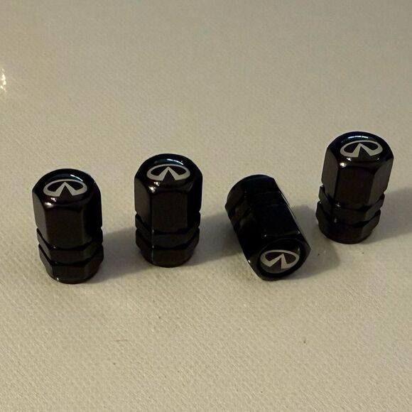 Infinity Valve Stem Caps in Black Set of 4 NWT - Picture 3 of 4